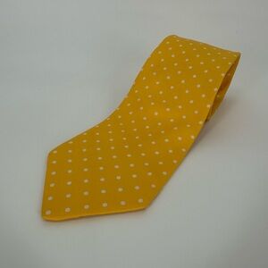 Brooks Brothers Makers 100% Silk Men's Tie Necktie Yellow Polka Dot Pattern USA
